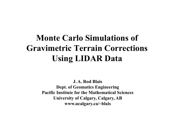 monte carlo simulations of gravimetric terrain