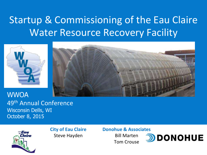 startup commissioning of the eau claire