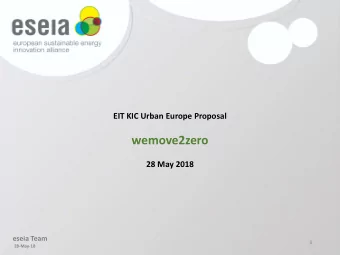 wemove2zero  28 May 2018  eseia Team  1  28-May-18  2  Table of Content  EIT Knowledge and