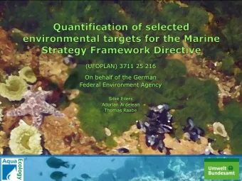 On behalf of the German  Federal Environment Agency  Silke Eilers  Adorian Ardelean  Thomas Raabe