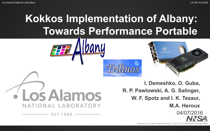 kokkos implementation of albany