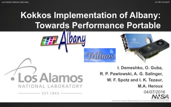Kokkos Implementation of Albany:  you  Towards Performance Portable  e Finite Element Code  logo