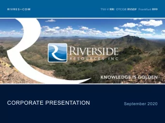 CORPORATE PRESENTATION  September 2020  Disclaimer  Forward-Looking Statements  This document