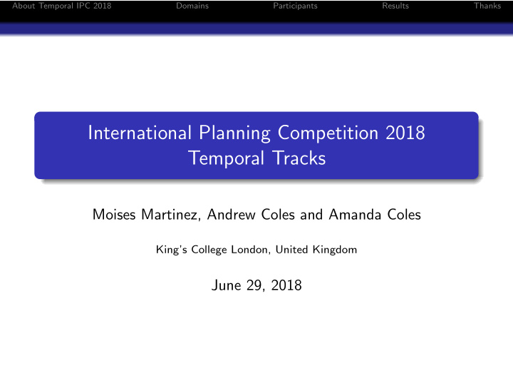 international planning competition 2018 temporal tracks