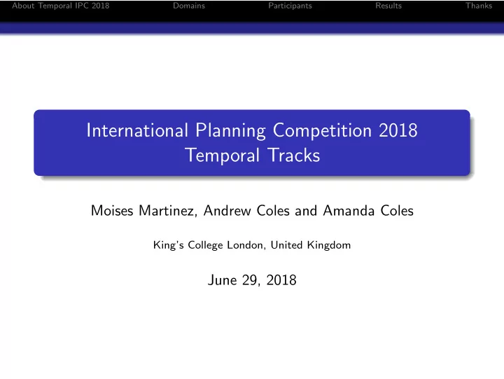 international planning competition 2018 temporal tracks