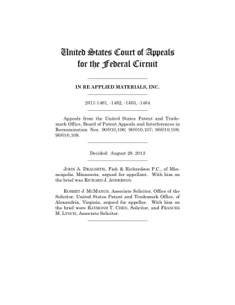 United States Court of Appeals  for the Federal Circuit  __________________________  IN RE APPLIED