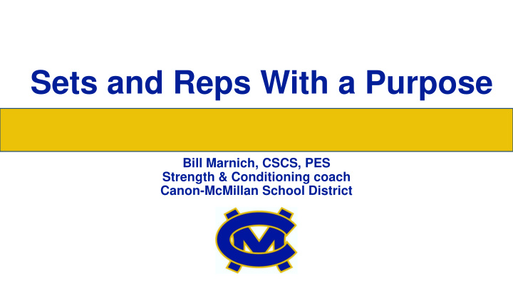 sets and reps with a purpose