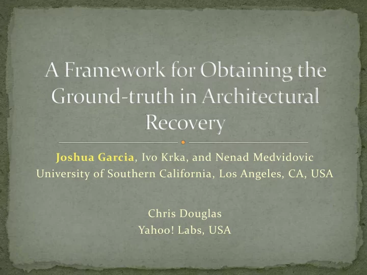 yahoo labs usa architectural recovery techniques