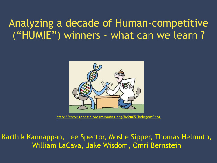 analyzing a decade of human competitive humie winners