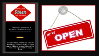 docs. used in presentation today.  Thanks!  D.I.N.E.R.  *Fast-Moving  *Should be able to take