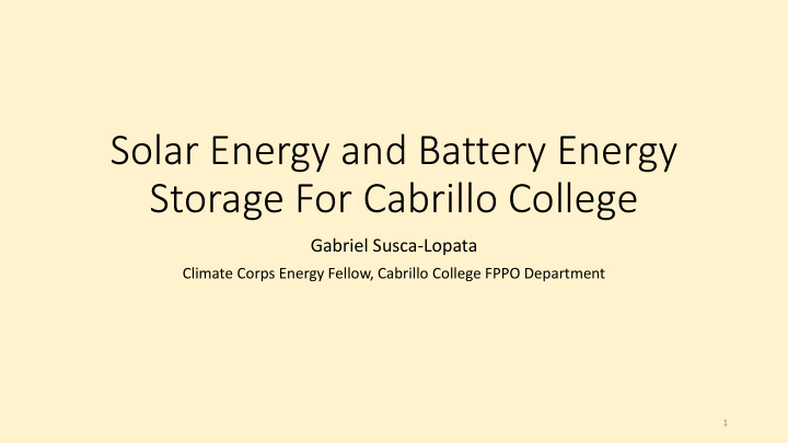 solar energy and battery energy storage for cabrillo