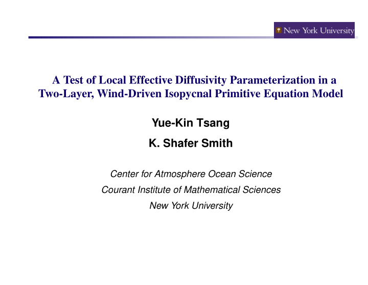 a test of local effective diffusivity parameterization in