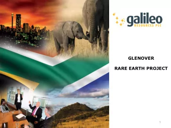 GLENOVER  RARE EARTH PROJECT  1  Disclaimer THIS DOCUMENT (DOCUMENT) IS STRICTLY CONFIDENTIAL