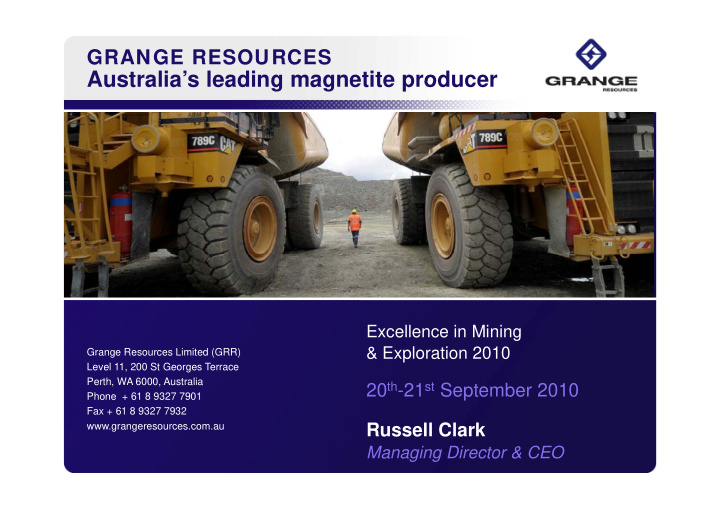 australia s leading magnetite producer australia s
