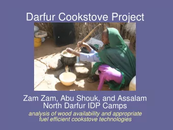 Darfur Cookstove Project  Zam Zam, Abu Shouk, and Assalam  North Darfur IDP Camps  analysis of wood