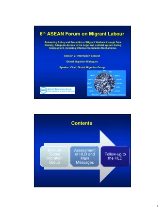 6 th ASEAN Forum on Migrant Labour  Enhancing Policy and Protection of Migrant Workers through Data