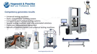 Competency generates results  Universal testing machines  Static und portable hardness
