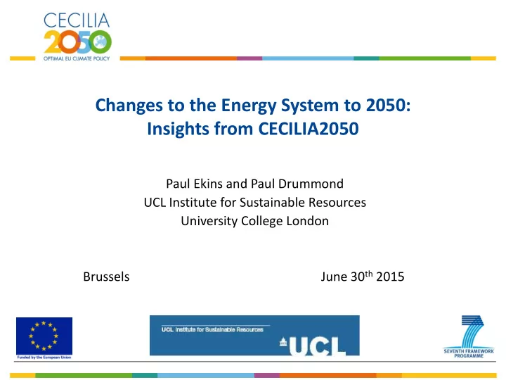 changes to the energy system to 2050 insights from