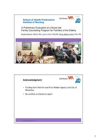 School of Health Professions  Institute of Nursing  A Preliminary Evaluation of a Nurse-led