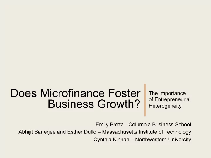 does microfinance foster