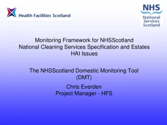 Monitoring Framework for NHSScotland  National Cleaning Services Specification and Estates  HAI