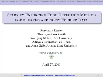 Outline  Problem Statement and Test Examples  1  Background  2  Jump detection using the