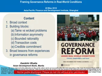 Content  1. Broad context  2. Building blocks:  (a)Tame vs wicked problems  (b)Information