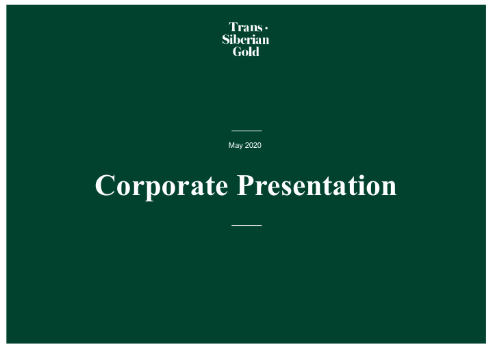 corporate presentation disclaimer