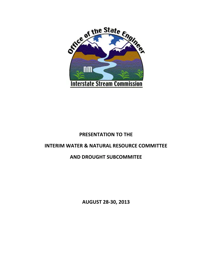 presentation to the interim water natural resource