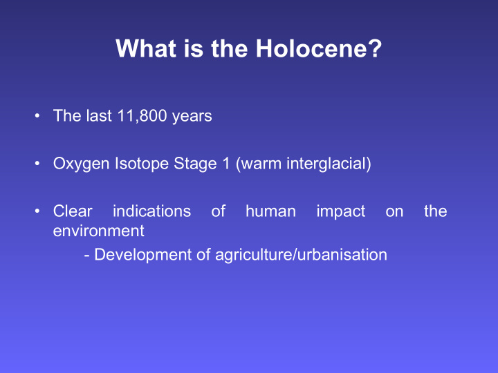 what is the holocene
