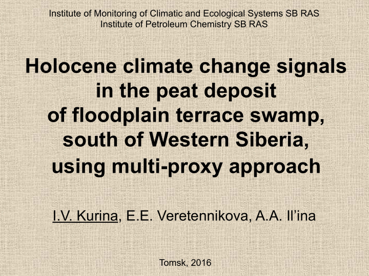 holocene climate change signals in the peat deposit of