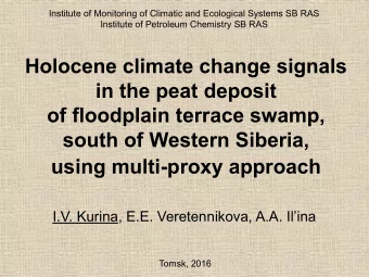Holocene climate change signals  in the peat deposit  of floodplain terrace swamp,  south of