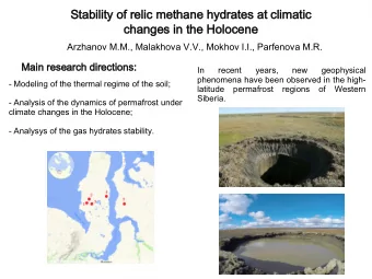 Sta  tabil  ility  ity of reli  lic meth  thane hydrate  tes at clim  climatic  tic  changes in  in