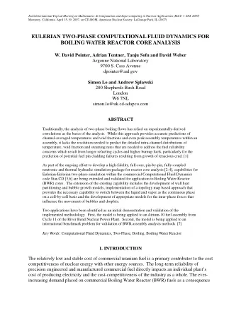 EULERIAN TWO-PHASE COMPUTATIONAL FLUID DYNAMICS FOR  BOILING WATER REACTOR CORE ANALYSIS  W. David