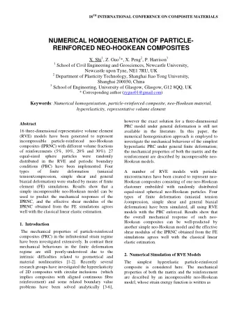 NUMERICAL HOMOGENISATION OF PARTICLE-  REINFORCED NEO-HOOKEAN COMPOSITES X. Shi 1 , Z. Guo 1 *, X.