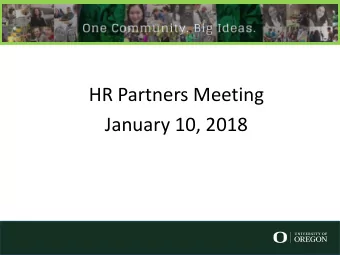 HR Partners Meeting  January 10, 2018  1  MyTrack Trainings  Work-Life &amp; Wellness Events