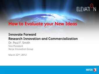 Innovate Forward  Research Innovation and Commercialization  Dr. Paul F. Smith  Vice President