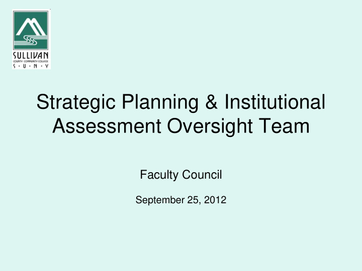 strategic planning institutional assessment oversight team