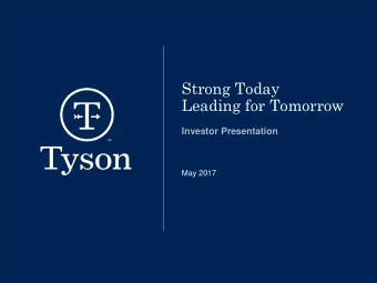 Strong Today  Leading for Tomorrow  Investor Presentation  May 2017  Forward-Looking Statements