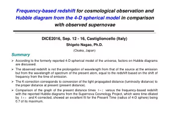 Frequency-based redshift for cosmological observation and  Hubble diagram from the 4-D spherical