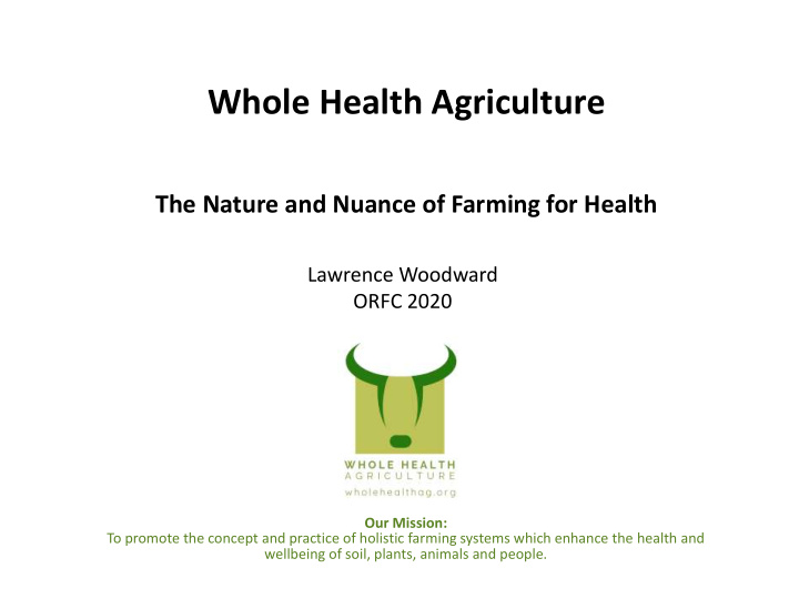 whole health agriculture