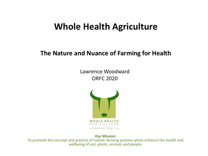 whole health agriculture