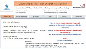 Circular Wire Resonator as an Efficient Huygens Element Sergei Kosulnikov, 1, 2, a) Dmytro Vovchuk,