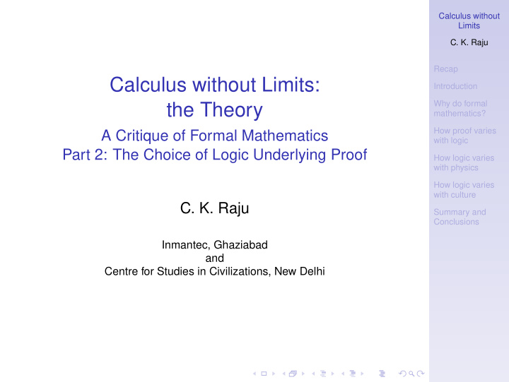 calculus without limits