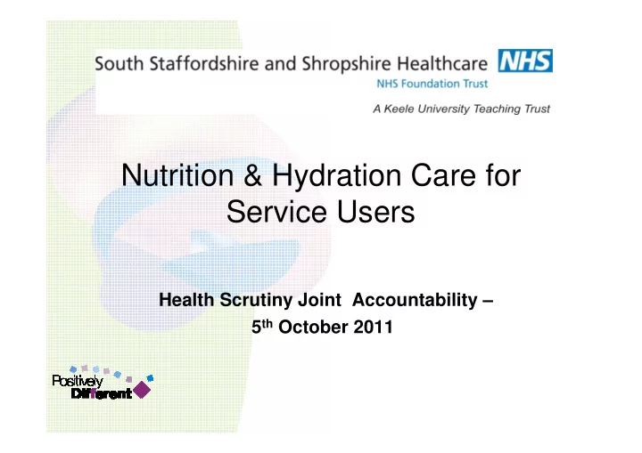 nutrition hydration care for service users