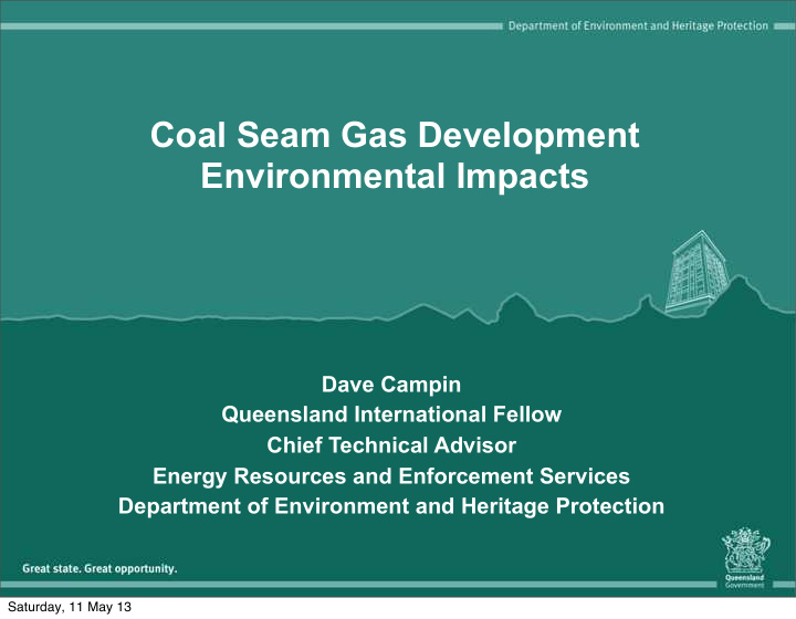 coal seam gas development environmental impacts