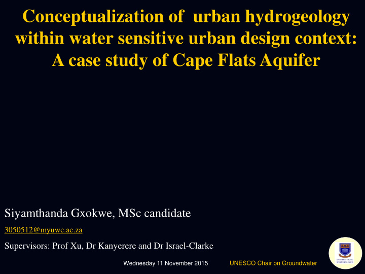 conceptualization of urban hydrogeology within water