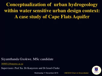 Conceptualization of  urban hydrogeology  within water sensitive urban design context:  A case