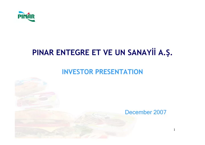 pinar entegre et ve un sanay a