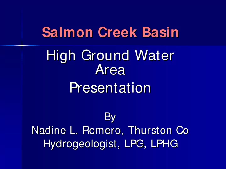 high ground water high ground water area area